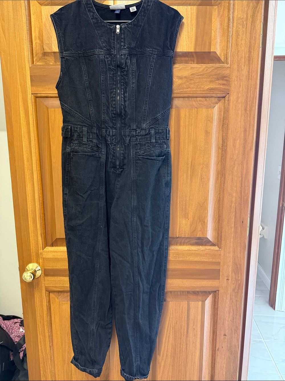 Universal Thread Black Denim Sleeveless Jumpsuit